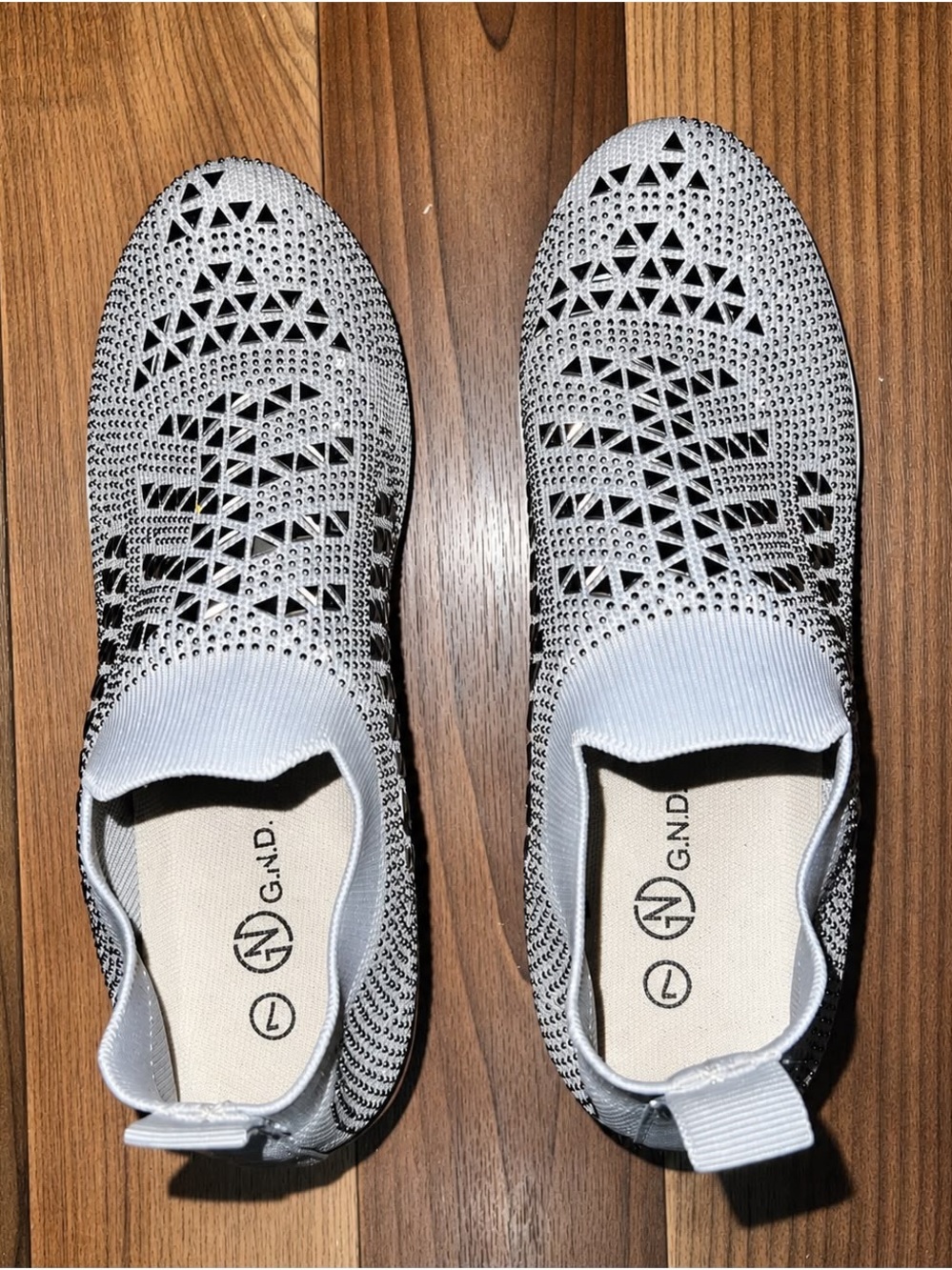 Women's Black & White Slip-On Knit Sneakers